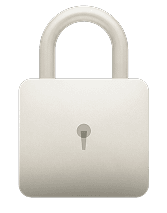 A high-quality 3D-style white and silver padlock, soft lighting, modern claymorphism style, isolated on a solid background matching the card's color.