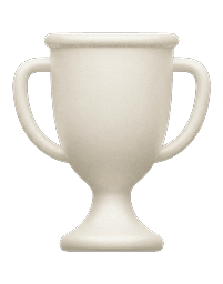 A high-quality 3D-style white and silver trophy cup, modern claymorphism style, soft lighting, isolated on a solid background matching the card's color.